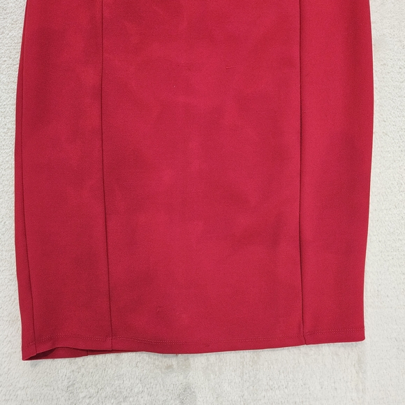 Preloved Bebe Red Midi Sheath Dress Size 4 Formal Feminine Party Office Glam - Picture 3 of 11